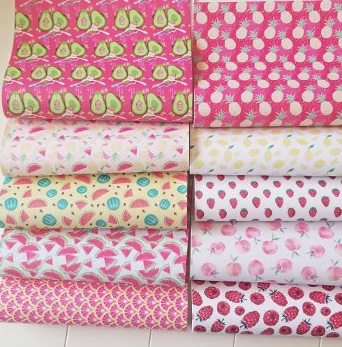 Fruit pattern faux leather sheets great for bows and earrings TheFabricDude