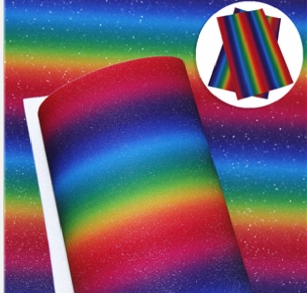 Glitter Rainbow Gradient faux leather sheets great for bows and earrings TheFabricDude