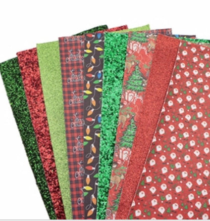 Christmas nine sheet pack faux leather sheets great for bows and earrings TheFabricDude