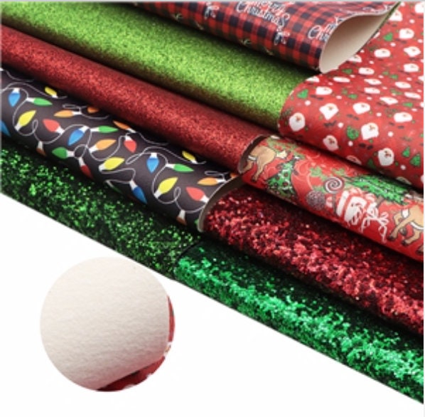 Christmas nine sheet pack faux leather sheets great for bows and earrings TheFabricDude