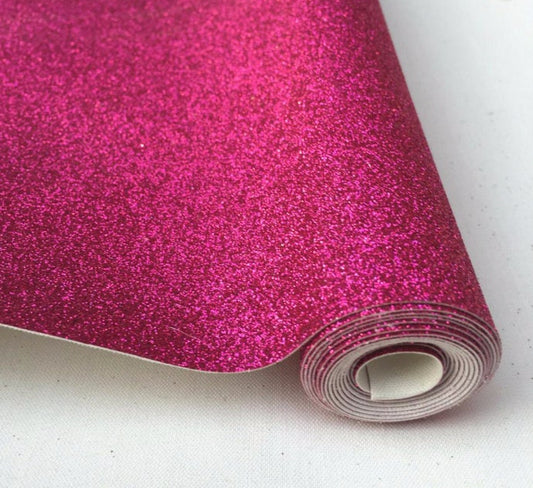 Fuschsia fine Glitter faux leather sheets great for bows, ear rings, accessories, colorful, shiny TheFabricDude