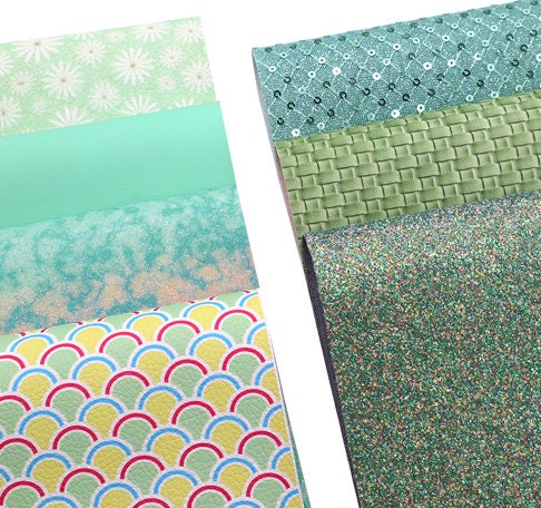 Green series faux leather sheets great for bows and earrings TheFabricDude