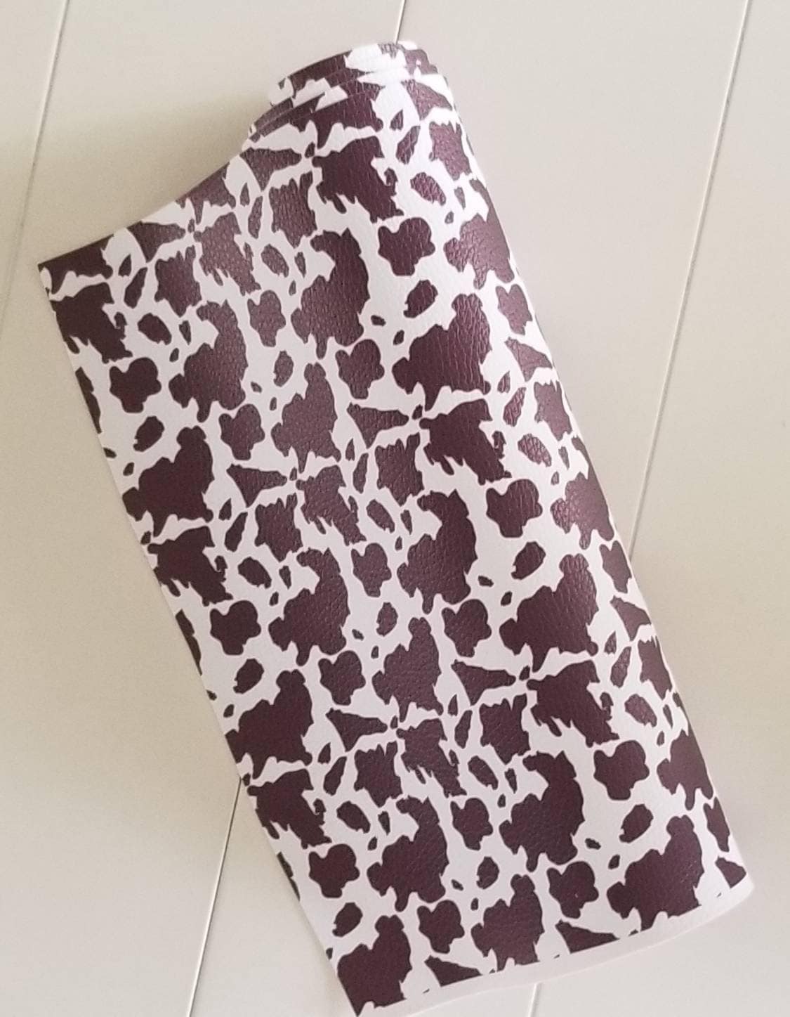 Chocolate Brown cow spots faux leather sheets great for bows and earrings TheFabricDude