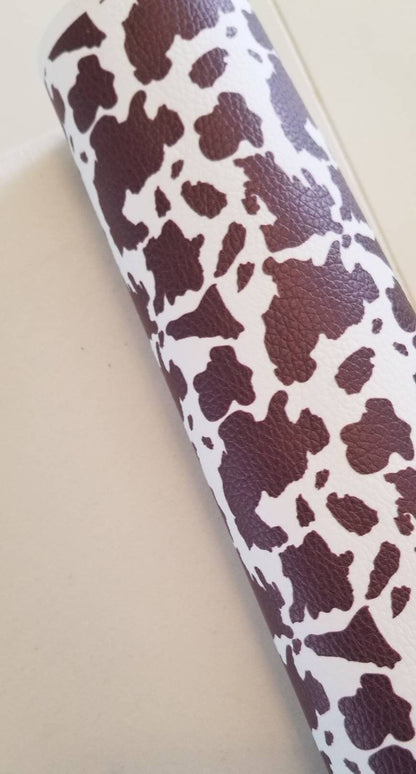 Chocolate Brown cow spots faux leather sheets great for bows and earrings TheFabricDude