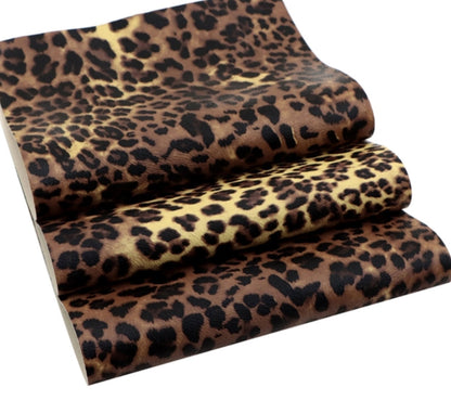 Textured Yellow/Brown Cheetah faux leather rolls great for handbags, bows, accessories, colorful, shiny TheFabricDude