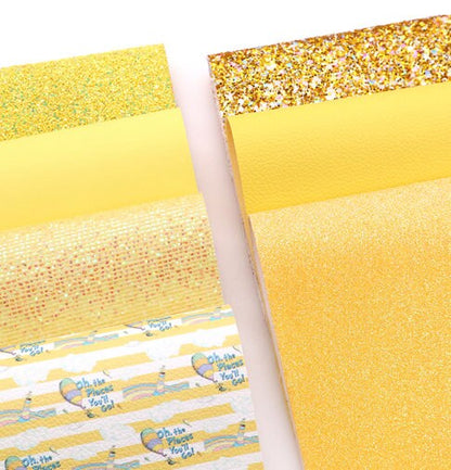 Yellow series faux leather sheets great for bows and earrings TheFabricDude