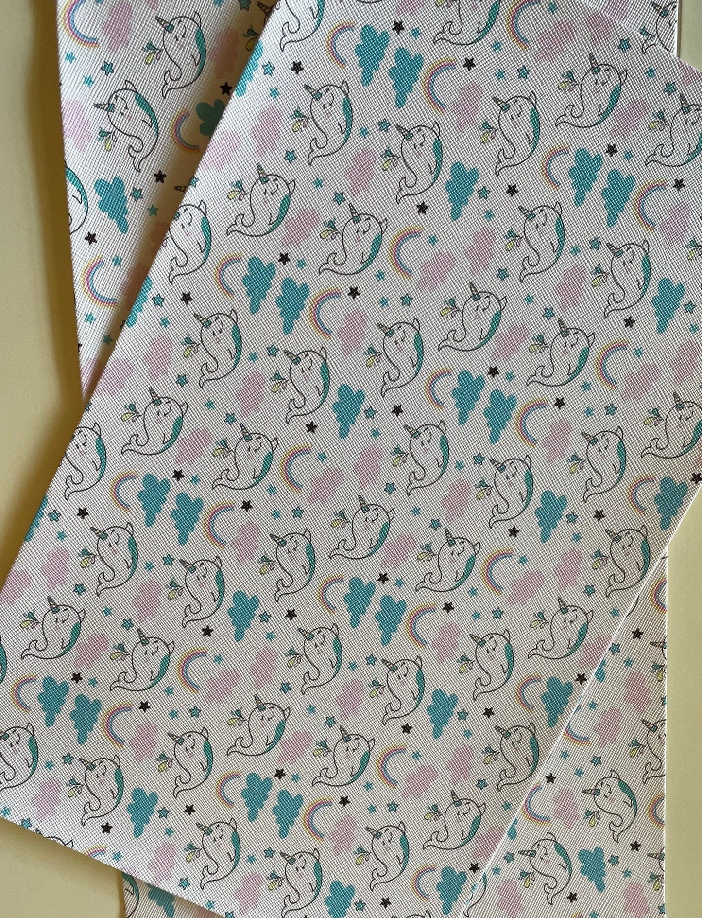 Unicorn whale faux leather sheets great for bows and earrings TheFabricDude