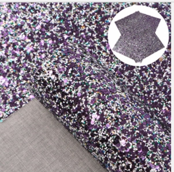 Purple Chunky Glitter faux leather sheets great for baby bows, ear rings, girl bows, accessories, colorful, shiny TheFabricDude