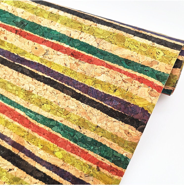 STRIPE CORK-Thin Cork Sheet, Natural cork sheet with mesh backing, great for wallets,  cell phone cases TheFabricDude