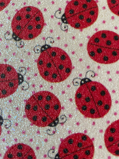 Lady Bug fine glitter faux leather sheets great for bows and earrings TheFabricDude