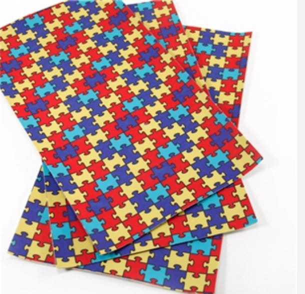 Puzzle/Autism Awareness faux leather sheets great for bows and earrings TheFabricDude