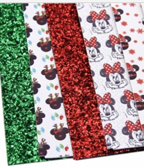 MOUSE CHRISTMAS pack faux leather sheets great for bows and earrings TheFabricDude
