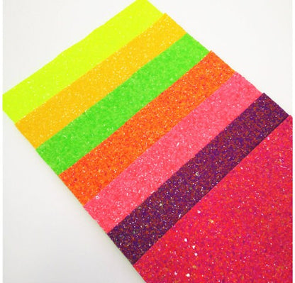 Fluorescent Neon Chunky Glitter faux leather sheets, Bright Colors TheFabricDude