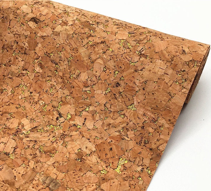 GOLD WOOD CORK-8"X12" Thin Cork Sheet, Natural cork sheet with mesh backing, great for wallets,  cell phone cases TheFabricDude