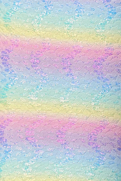 Rainbow Chunky Glitter Lace faux leather sheets TheFabricDude