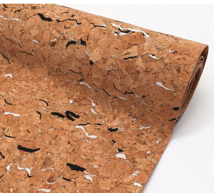 BLACKand WHITE CAMO CORK-8"X12" Thin Cork Sheet, Natural cork sheet with mesh backing, great for wallets,  cell phone cases TheFabricDude