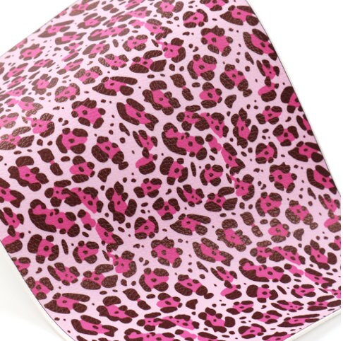 Pink and Black Cheetah Print Faux leather sheet TheFabricDude