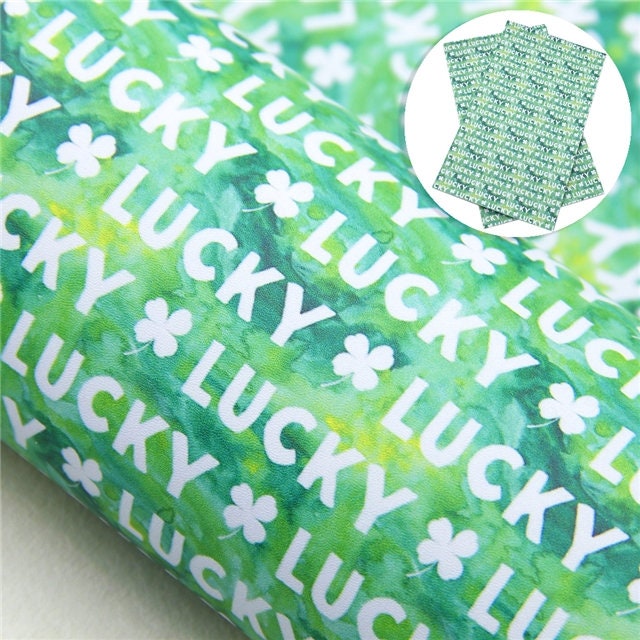 Lucky St Patrick's Day St Pattys Smooth faux leather sheet great for bows and earrings TheFabricDude