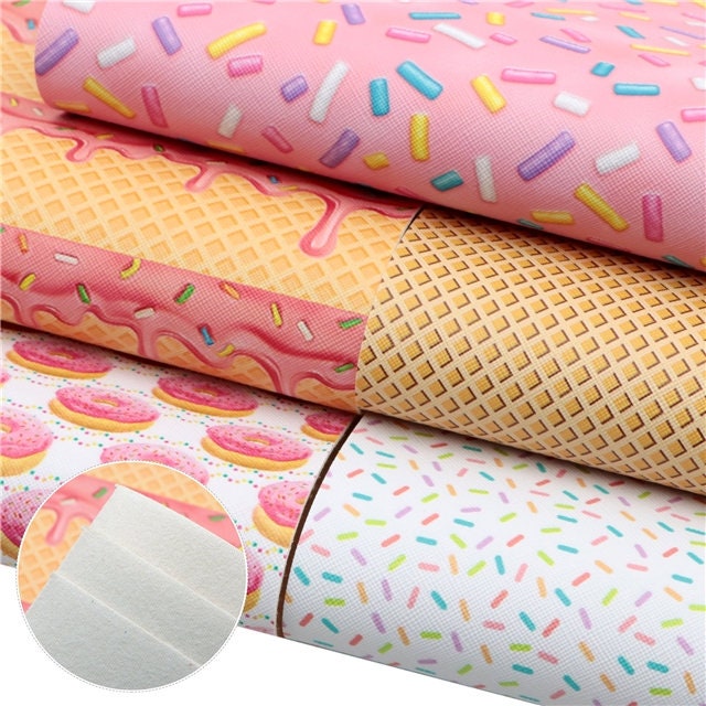 Sprinkle Donut birthday faux leather sheet PACK great for bows and earrings TheFabricDude