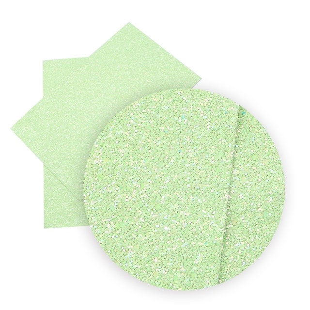 Melon Green Chunky Glitter faux leather sheet great for bows and earrings TheFabricDude