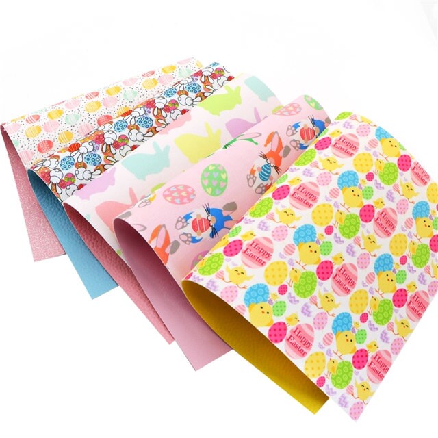 Happy Easter Double Sided Sheets Design/Litchi/Fine Glitter Faux Leather Pack  Earrings, Bows, Handbags, Hair Accessories Crafts Holidays