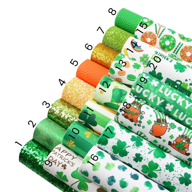 HALF SHEET/MINI St. Patrick's Themed Faux Leather Sheets great for crafting bows earrings handbags phone cases TheFabricDude