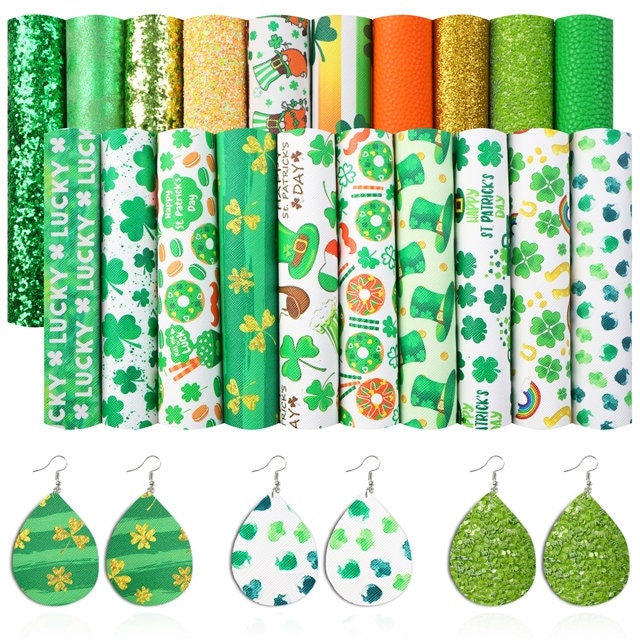 HALF SHEET/MINI St. Patrick's Themed Faux Leather Sheets great for crafting bows earrings handbags phone cases TheFabricDude