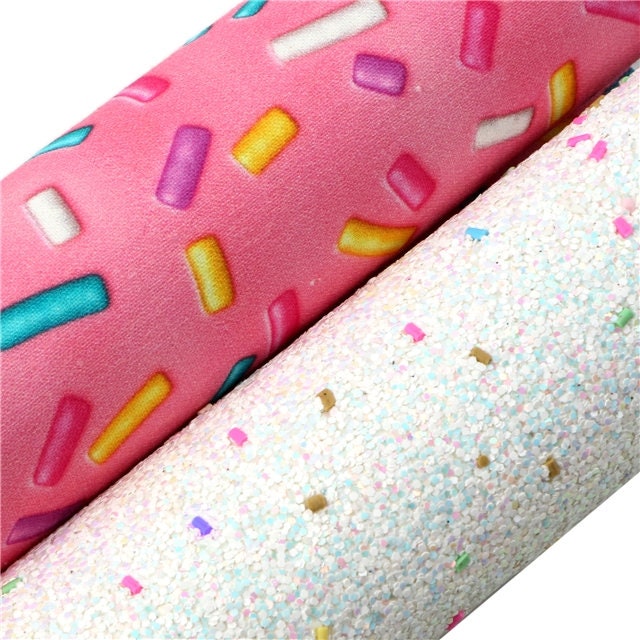 DOUBLE SIDED Sprinkle fabric/chunky glitter sheet crafting sheets great for bows and earrings TheFabricDude