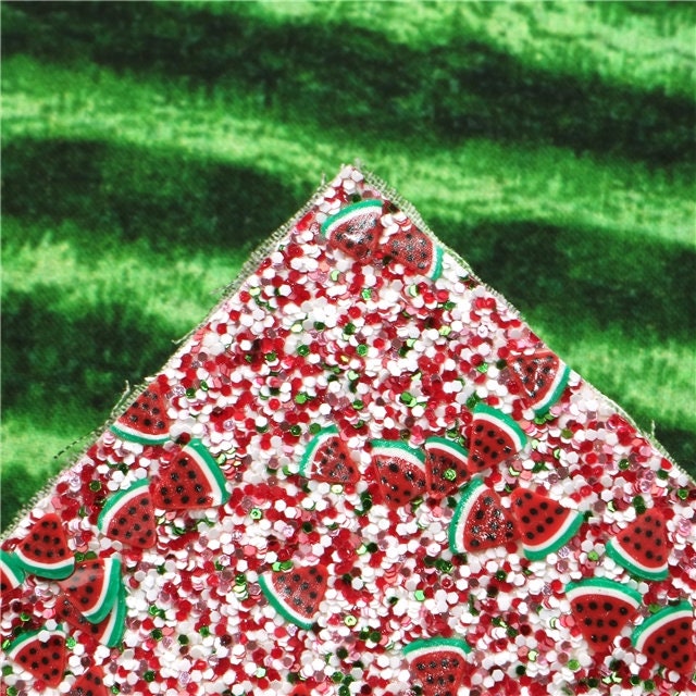 DOUBLE SIDED Watermelon fabric/chunky glitter sheet crafting sheets great for bows and earrings TheFabricDude