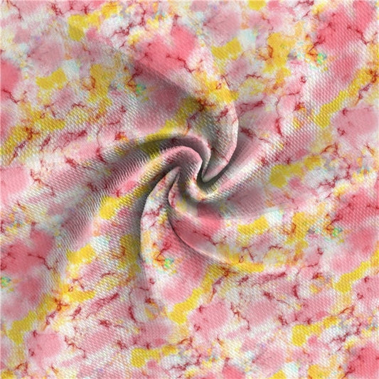 Pink and Yellow Marble Print Textured Bullet Liverpool Fabric TheFabricDude