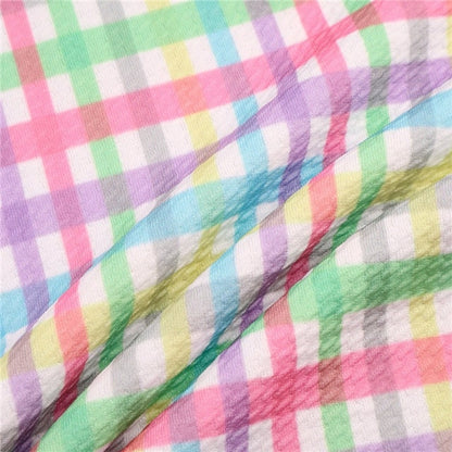 Multi-Colored Easter Plaid Print Textured Bullet Liverpool Fabric TheFabricDude