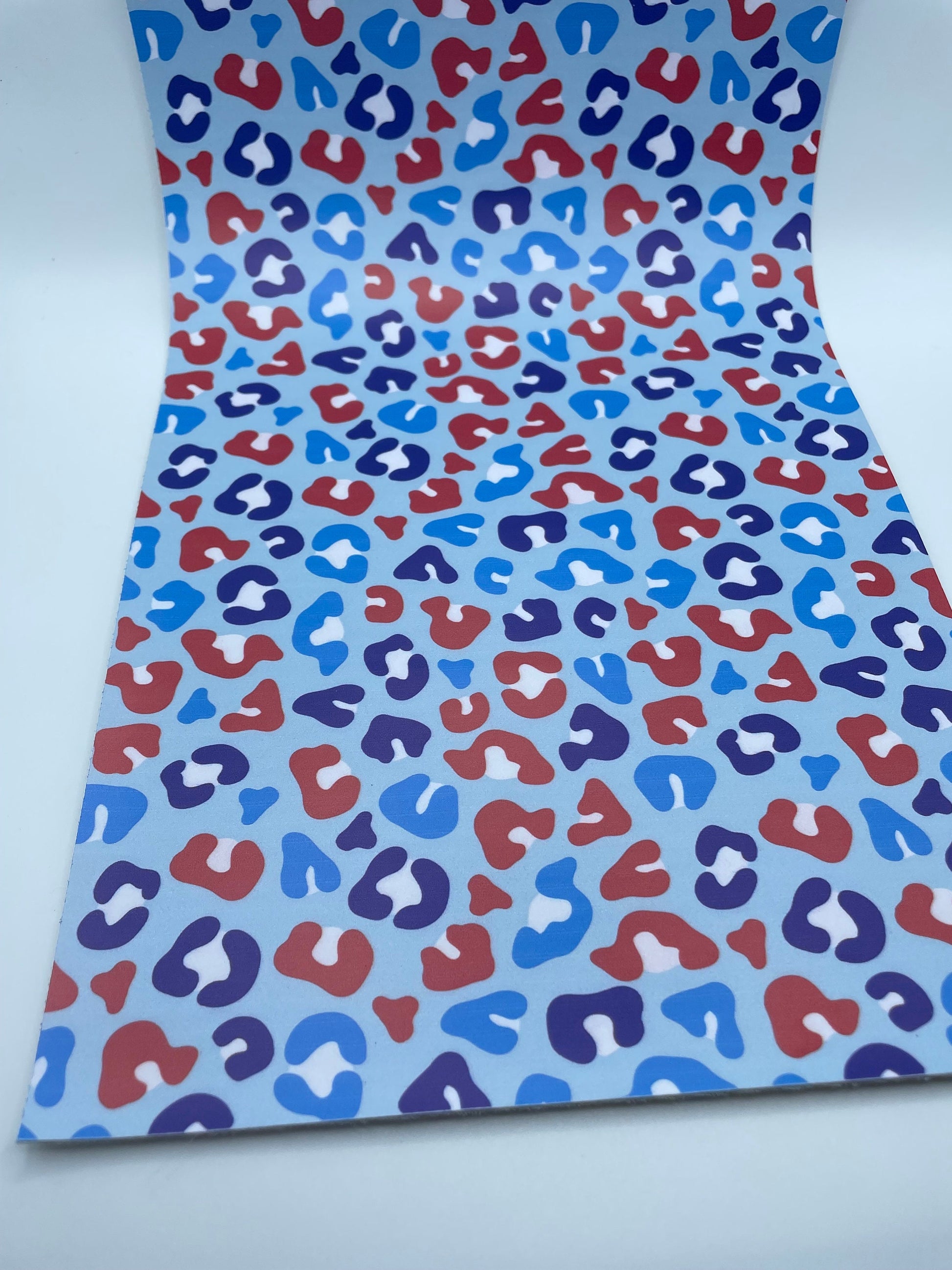 Patriotic Cheetah smooth faux leather sheets great for bows and earrings TheFabricDude