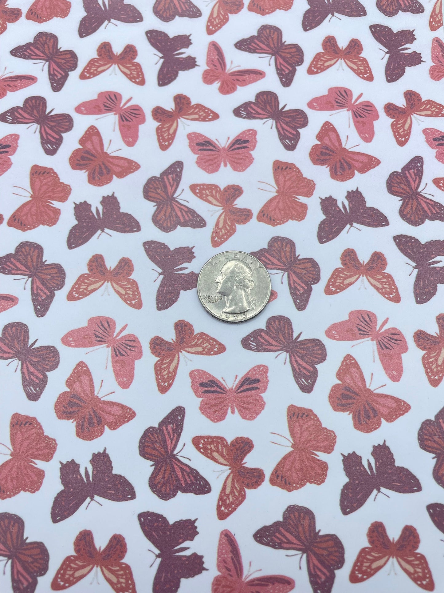 Orange Butterflies Boho Print smooth faux leather sheets great for bows and earrings TheFabricDude