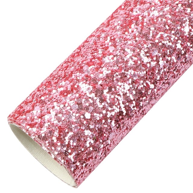 Pink Chunky Glitter faux leather sheets great for bows and earrings TheFabricDude