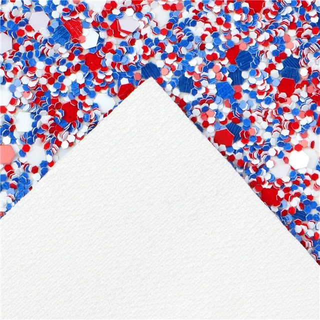 Red White and Blue Patriotic Independence Chunky Glitter faux leather sheets great for bows and earrings TheFabricDude