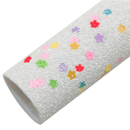 Flower Power Chunky Glitter faux leather sheets great for bows and earrings TheFabricDude