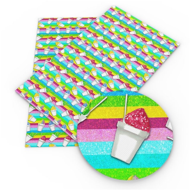 Rainbow Snow Cone SMOOTH faux leather sheets great for bows and earrings TheFabricDude