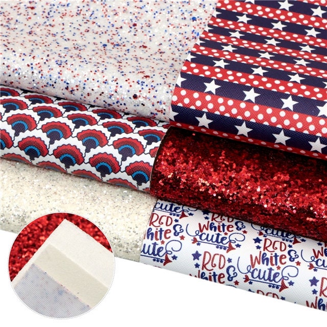 Red, White and Cute pack faux leather sheets great for bows and earrings TheFabricDude