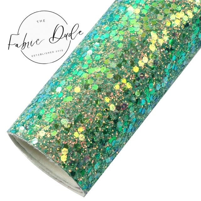 Luck of the Irish Chunky Glitter faux leather sheet great for bows and earrings TheFabricDude