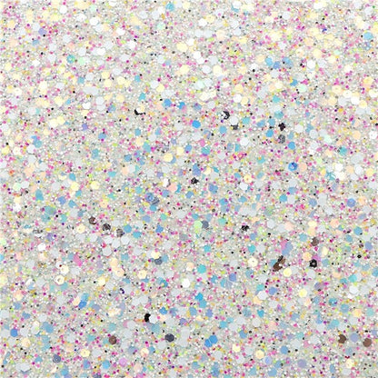 White and Pink Chunky Disco Glitter faux leather sheet great for bows and earrings TheFabricDude