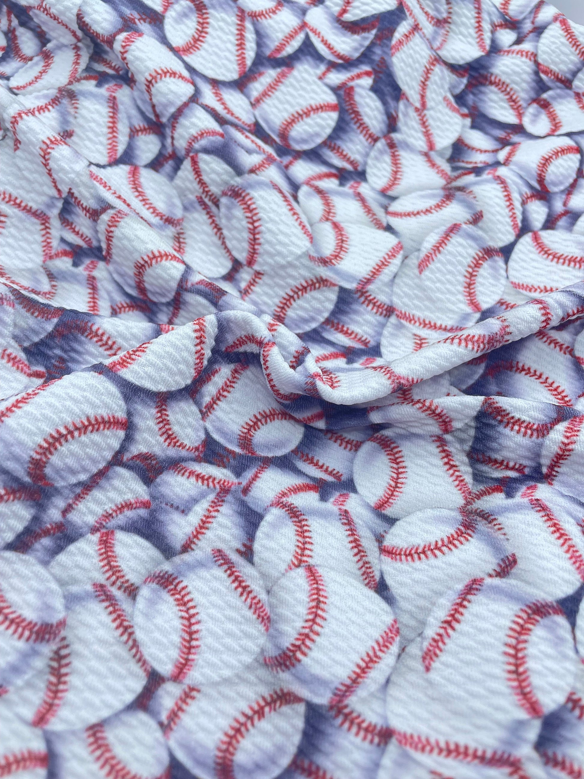 Baseball Sport Print Textured Bullet Liverpool Fabric for bows headwraps topknots headbands bow shops TheFabricDude