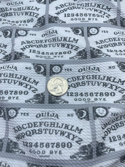 Ouija Board Halloween Ghosts Spooky Monsters Demon Print Textured Bullet Liverpool Fabric for bows headwraps topknots headbands bow shops