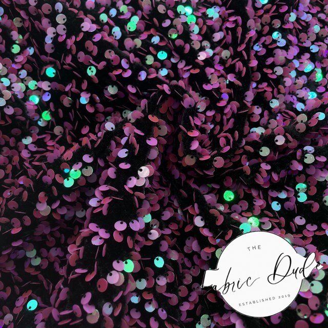 Black Velvet Iridescent Sequin Fabric perfect for bow making, headwraps, top knots, turbans, baby girl girl mom baby shower gift