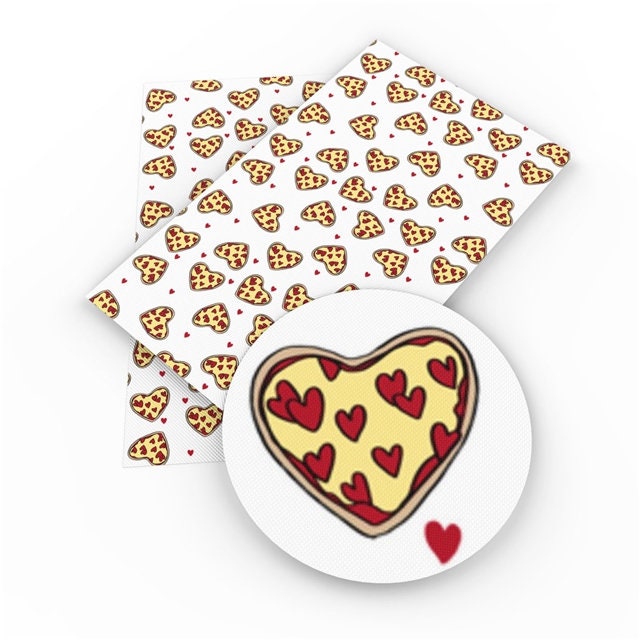 Pizza Love Heart Pizza Print smooth faux leather sheets bows and earrings keychains earrings diy crafts shoes bags purses  bookmarks