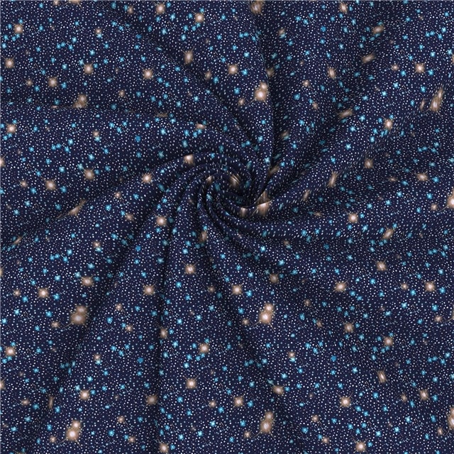 Galaxy Stars Outerspace Print Textured Bullet Liverpool Fabric for clothing bows scrunchies headwraps turbans dresses bummies skirted
