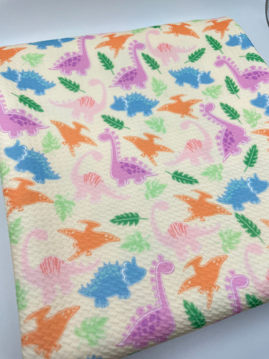 Pastel Dinosaur Mix Print Bullet Liverpool Fabric Bows Top Knots Headwraps Babies Bow TheFabricDude