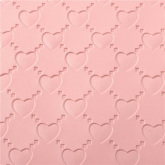 Pink Heart Embossed faux leather sheets great for bows and earrings keychains hair accessories clips shoes bookmarks books wallets