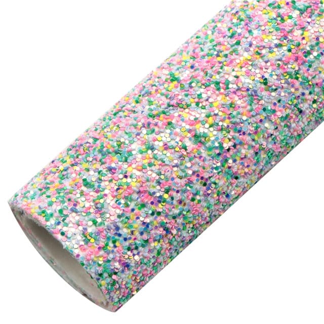Pastel Confetti Chunky Glitter faux leather sheets great for bows and earrings TheFabricDude