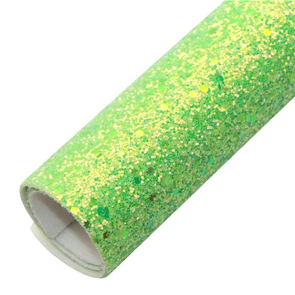 Neon Green Disco Chunky Glitter faux leather sheets great for bows and earrings TheFabricDude