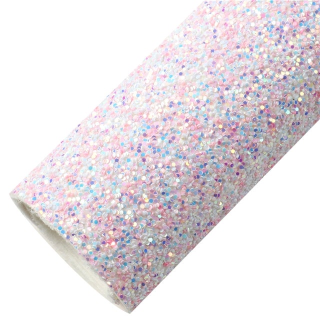 Cotton Candy Confetti Chunky Glitter faux leather sheets great for bows and earrings TheFabricDude